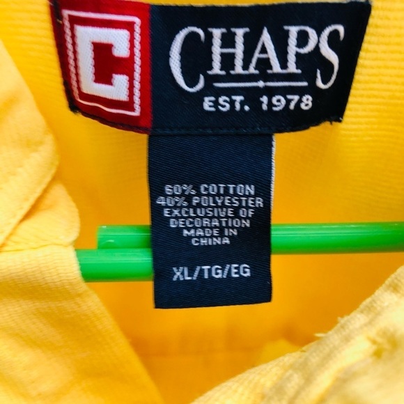 Chaps yellow XLT Short Sleeve Button Down Shirt NWOT - Picture 6 of 8